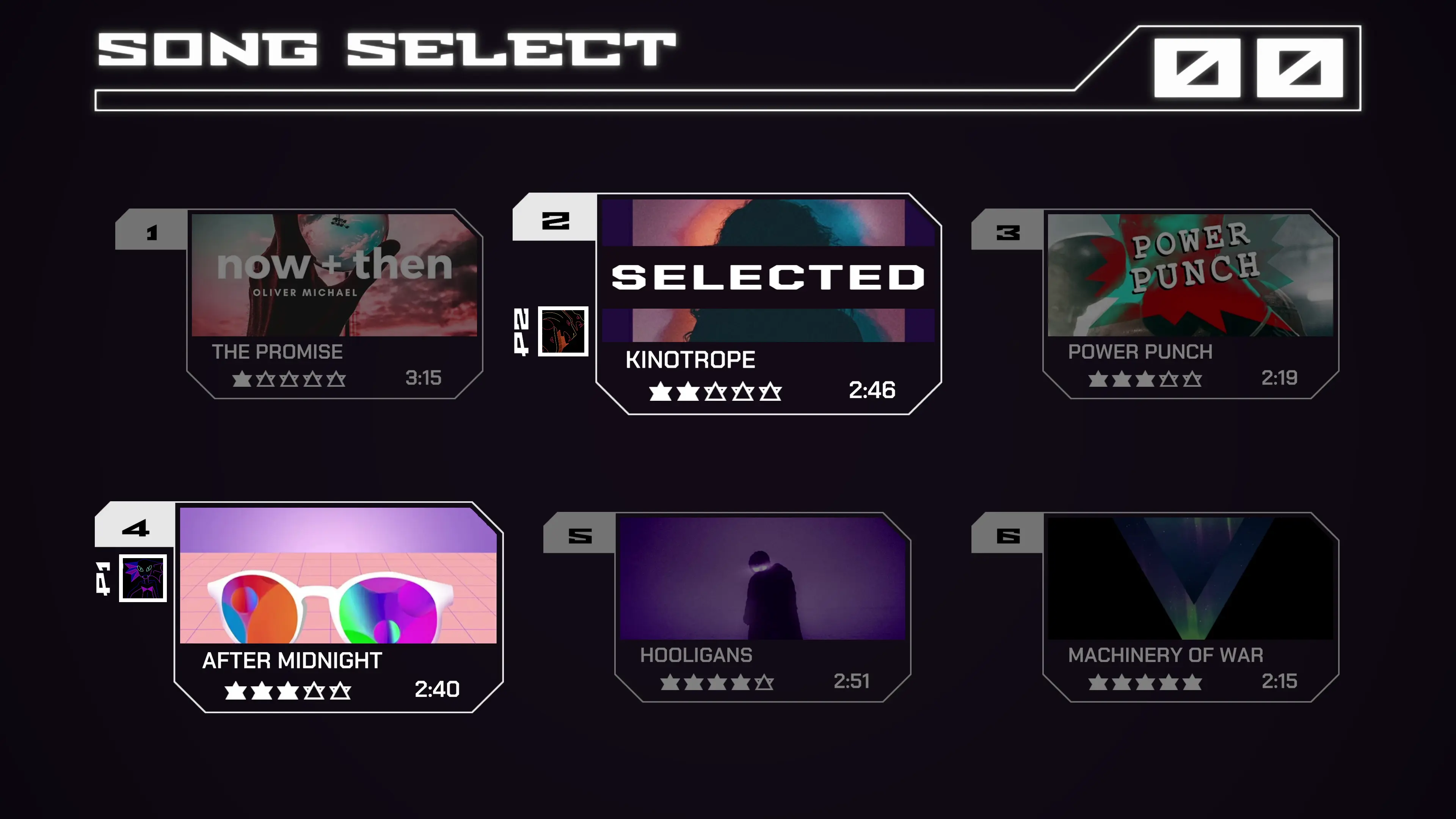 Cyberus Song Select Screen